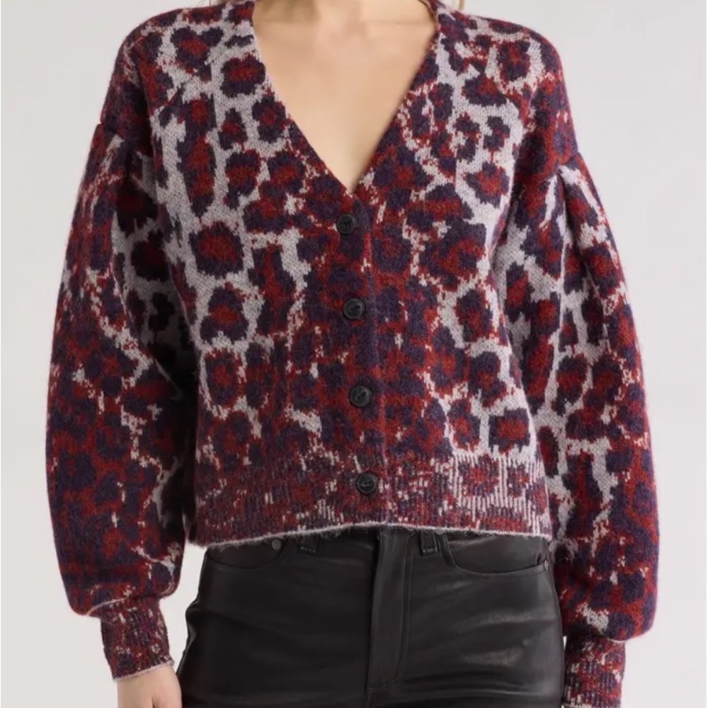 Rag And Bone Sarah Leopard Print Cardigan Size Medium
